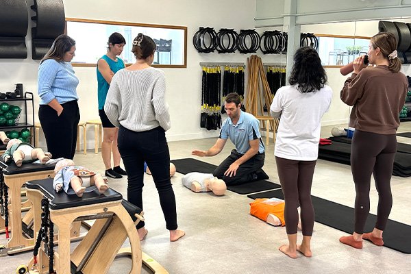 Corporate first aid training at pilates studio for groups 5+