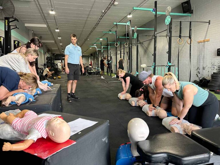 Performing Hltaid011 at the gym. We come to businesses to deliver first aid training in perth, joondalup, mandurah, rockingham, armadale. ​