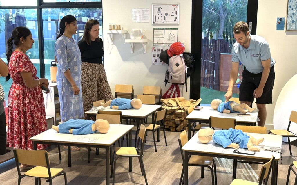 childcare first aid group training at business facility